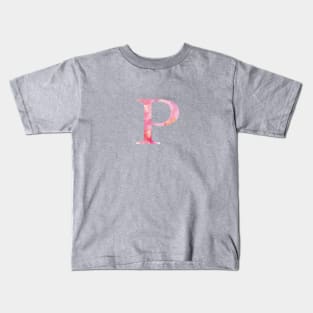 Pink Rho Watercolor Letter Kids T-Shirt